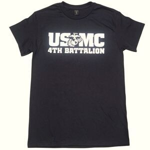 Marine Corps 4th Battalion Large Front and Back Logo Tee (Black)